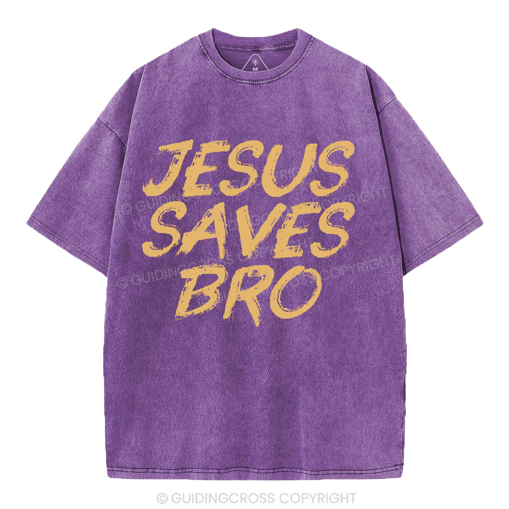 Jesus Saves Bro Christian Washed T-Shirt