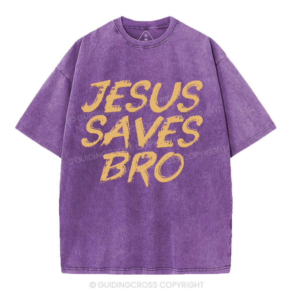 Jesus Saves Bro Christian Washed T-Shirt
