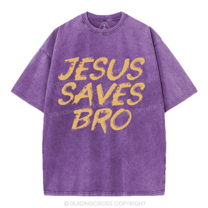 Jesus Saves Bro Christian Washed T-Shirt