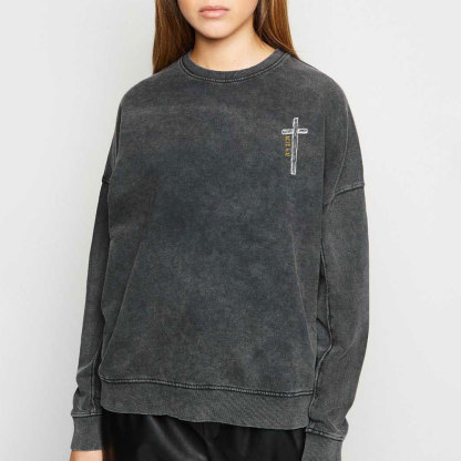 Jesus Saves Chirstian Washed Sweatshirt