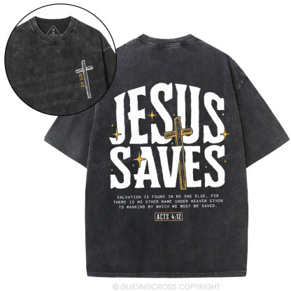 Jesus Saves Chirstian Washed T-Shirt