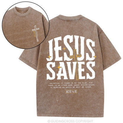 Jesus Saves Chirstian Washed T-Shirt