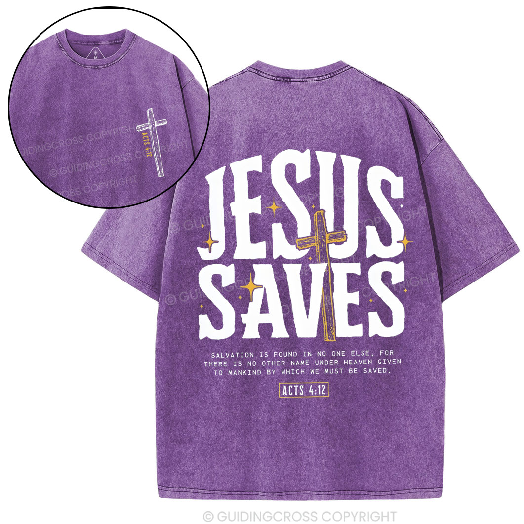 Jesus Saves Chirstian Washed T-Shirt
