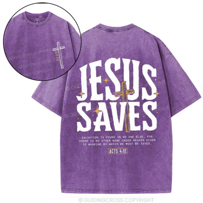 Jesus Saves Chirstian Washed T-Shirt