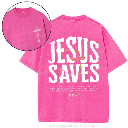 Jesus Saves Chirstian Washed T-Shirt