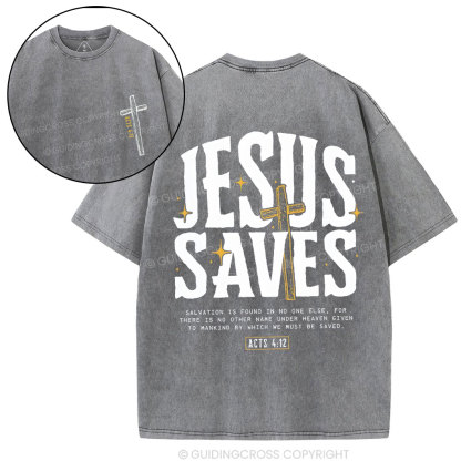 Jesus Saves Chirstian Washed T-Shirt