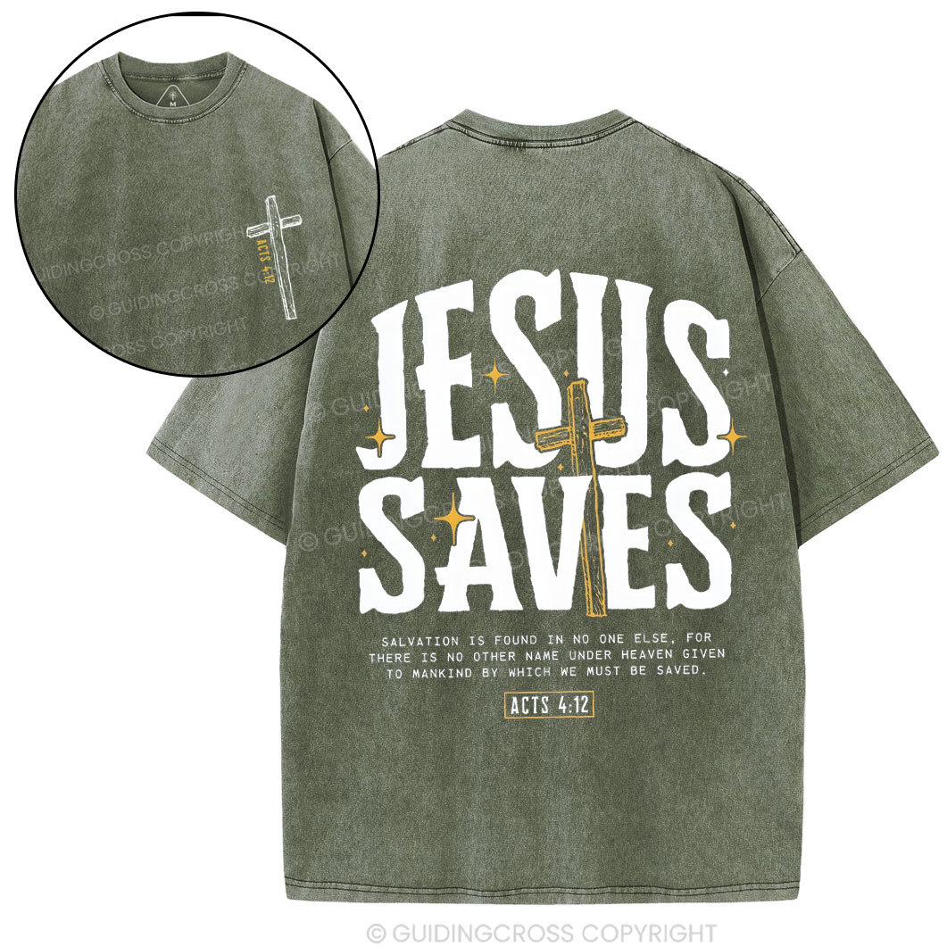 Jesus Saves Chirstian Washed T-Shirt