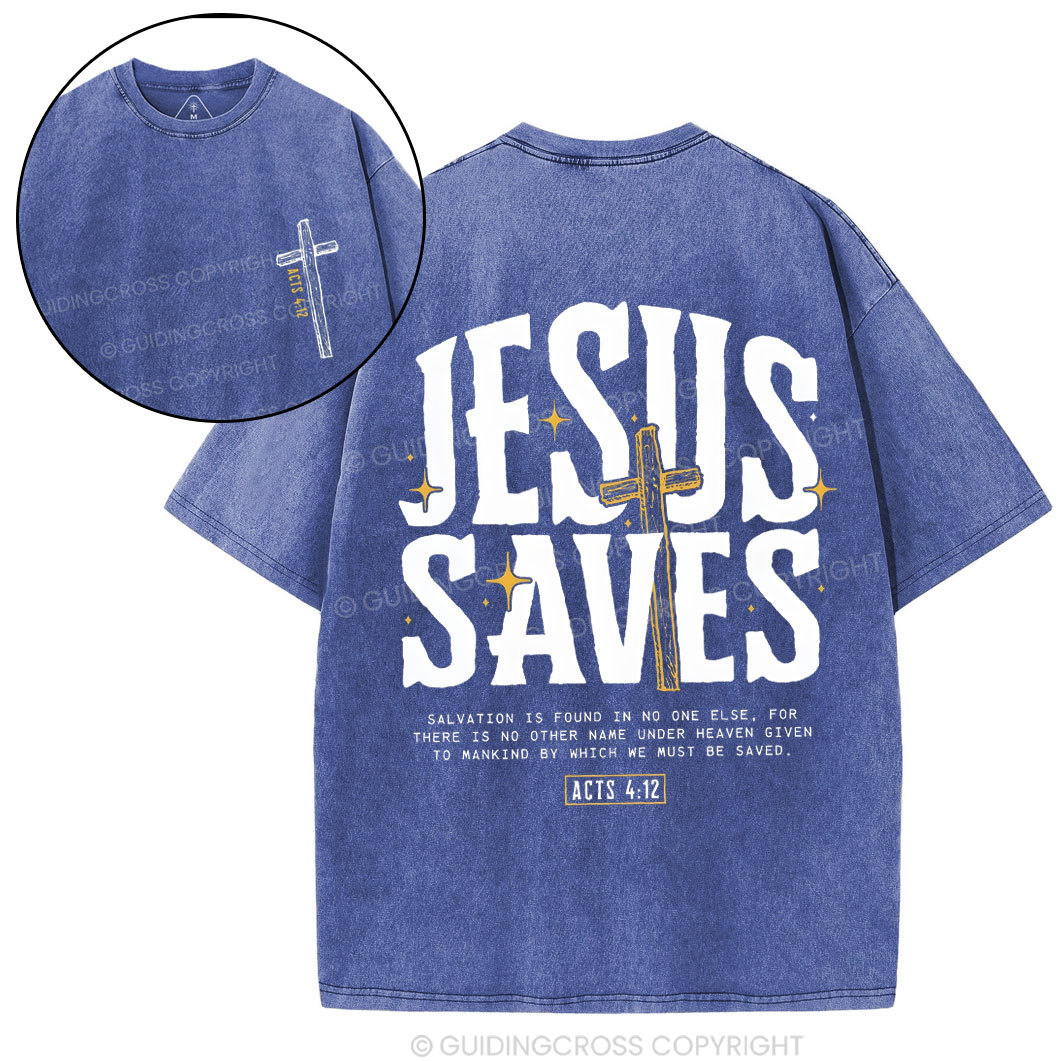 Jesus Saves Chirstian Washed T-Shirt