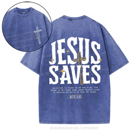 Jesus Saves Chirstian Washed T-Shirt