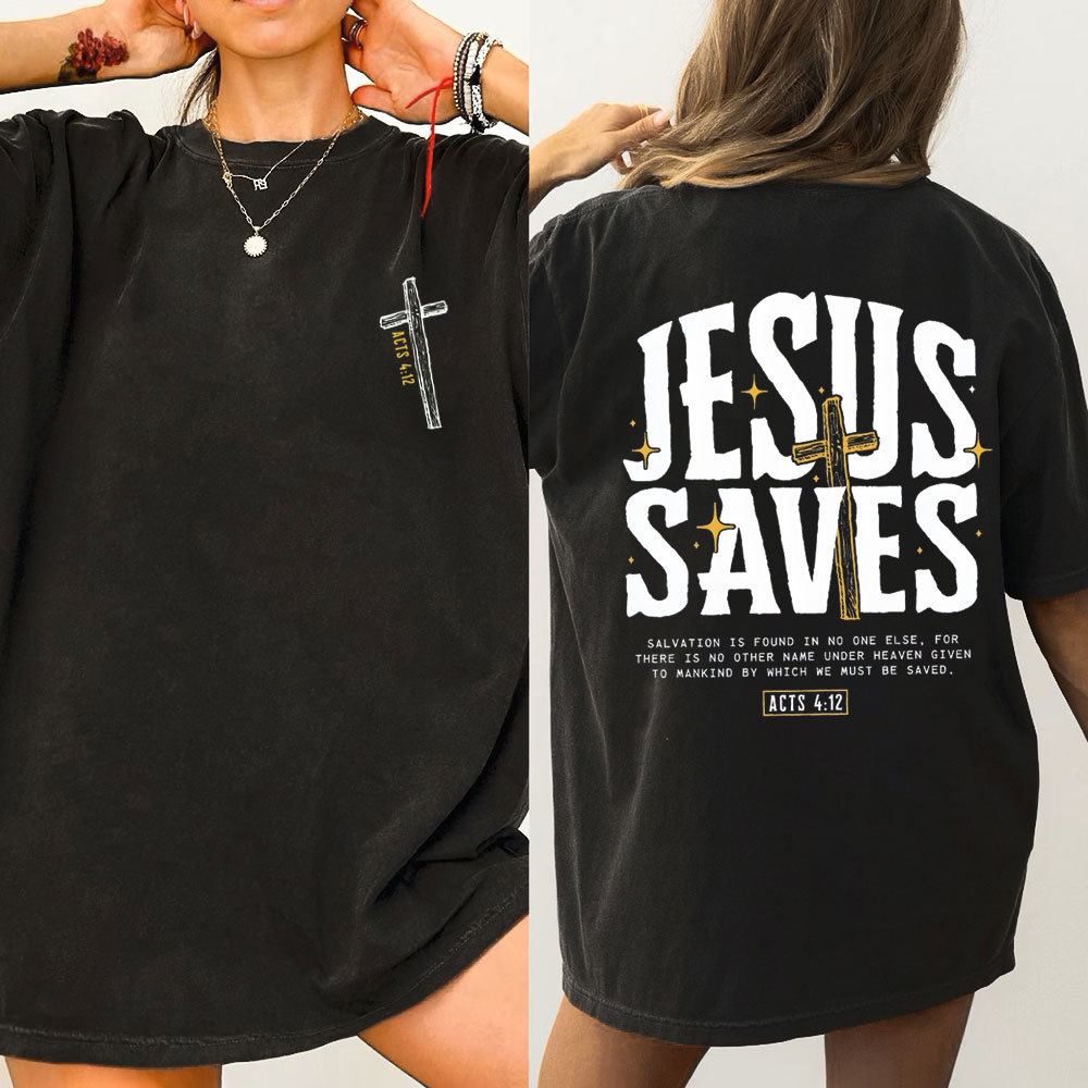 Jesus Saves Chirstian Washed T-Shirt