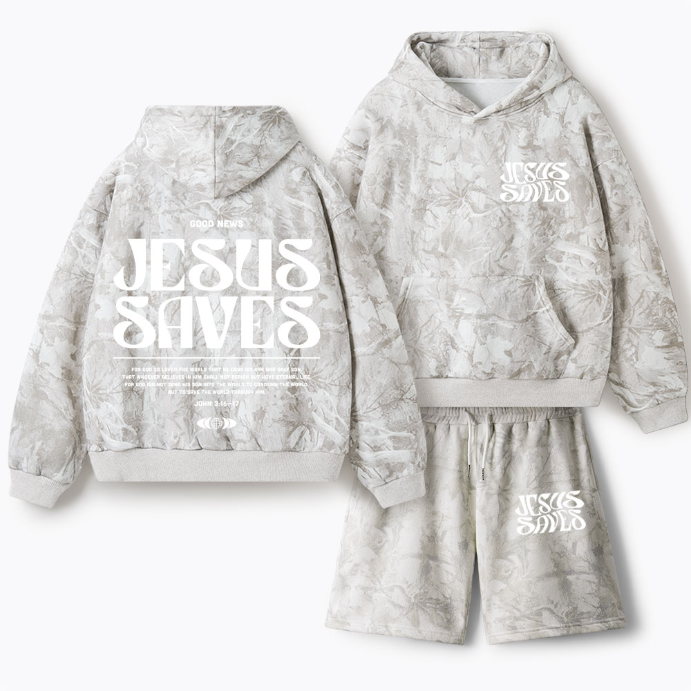 Jesus Saves Christian Camo Fleece Hoodie Set