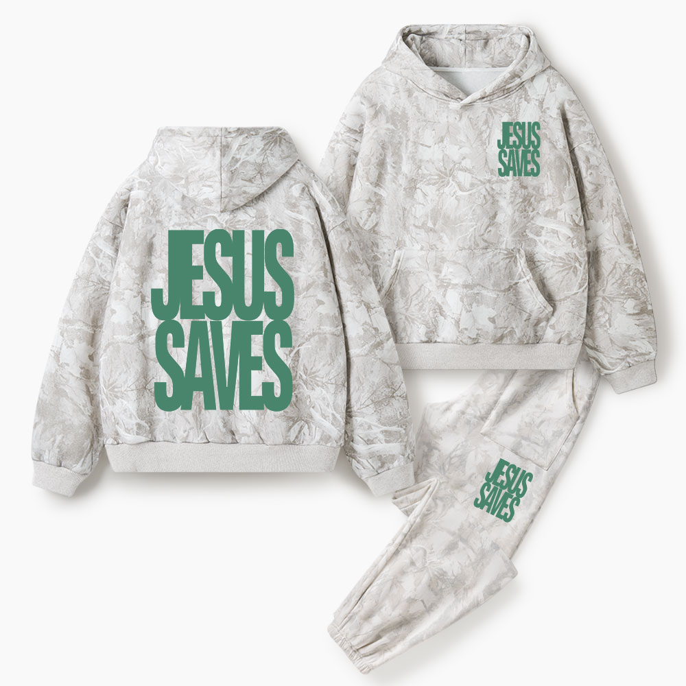 Jesus Saves Christian Camo Fleece Hoodie Set