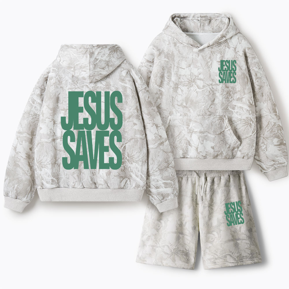Jesus Saves Christian Camo Fleece Hoodie Set