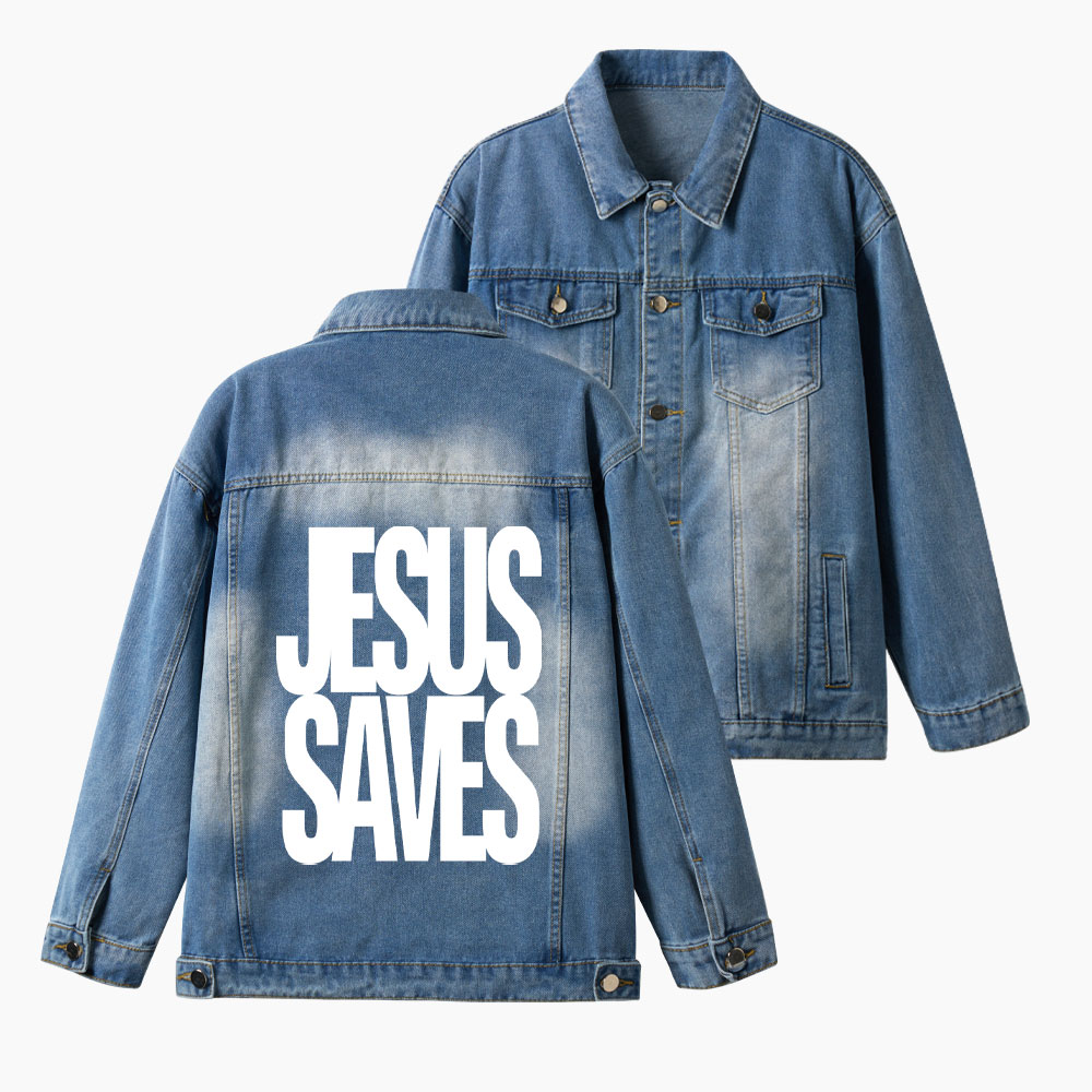 Jesus Saves Christian Denim Jacket