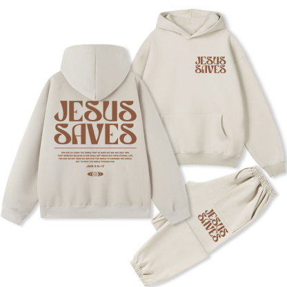 Jesus Saves Christian Fleece Hoodie Set