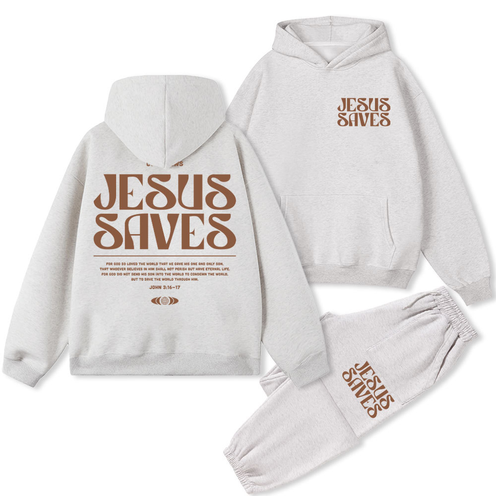 Jesus Saves Christian Fleece Hoodie Set