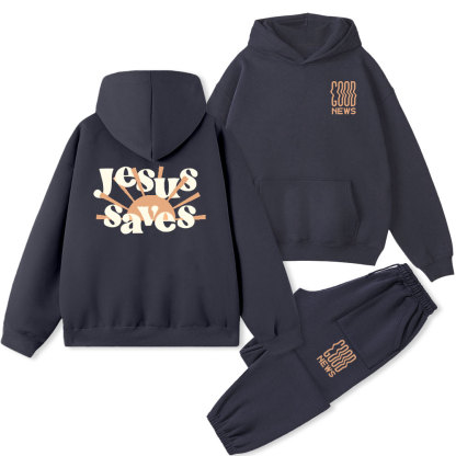 Jesus Saves Christian Fleece Hoodie Set