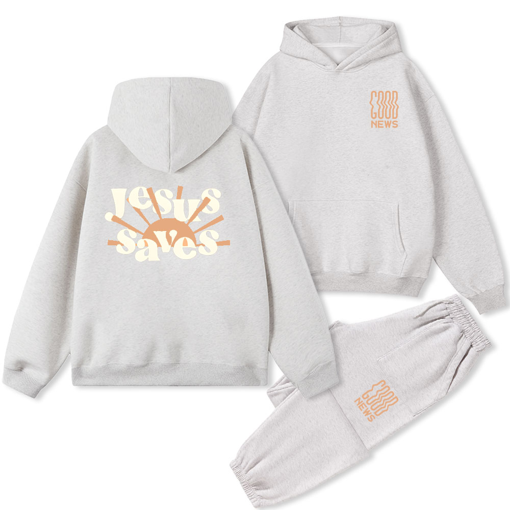 Jesus Saves Christian Fleece Hoodie Set