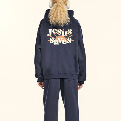 Jesus Saves Christian Fleece Hoodie Set