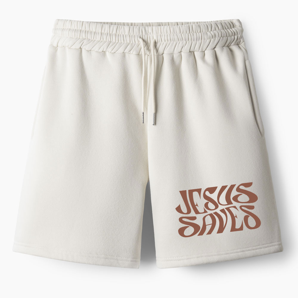 Jesus Saves Christian Fleece Shorts