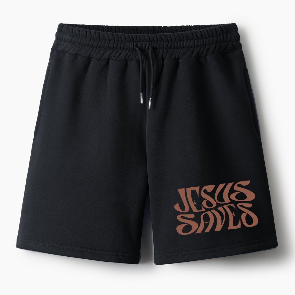 Jesus Saves Christian Fleece Shorts