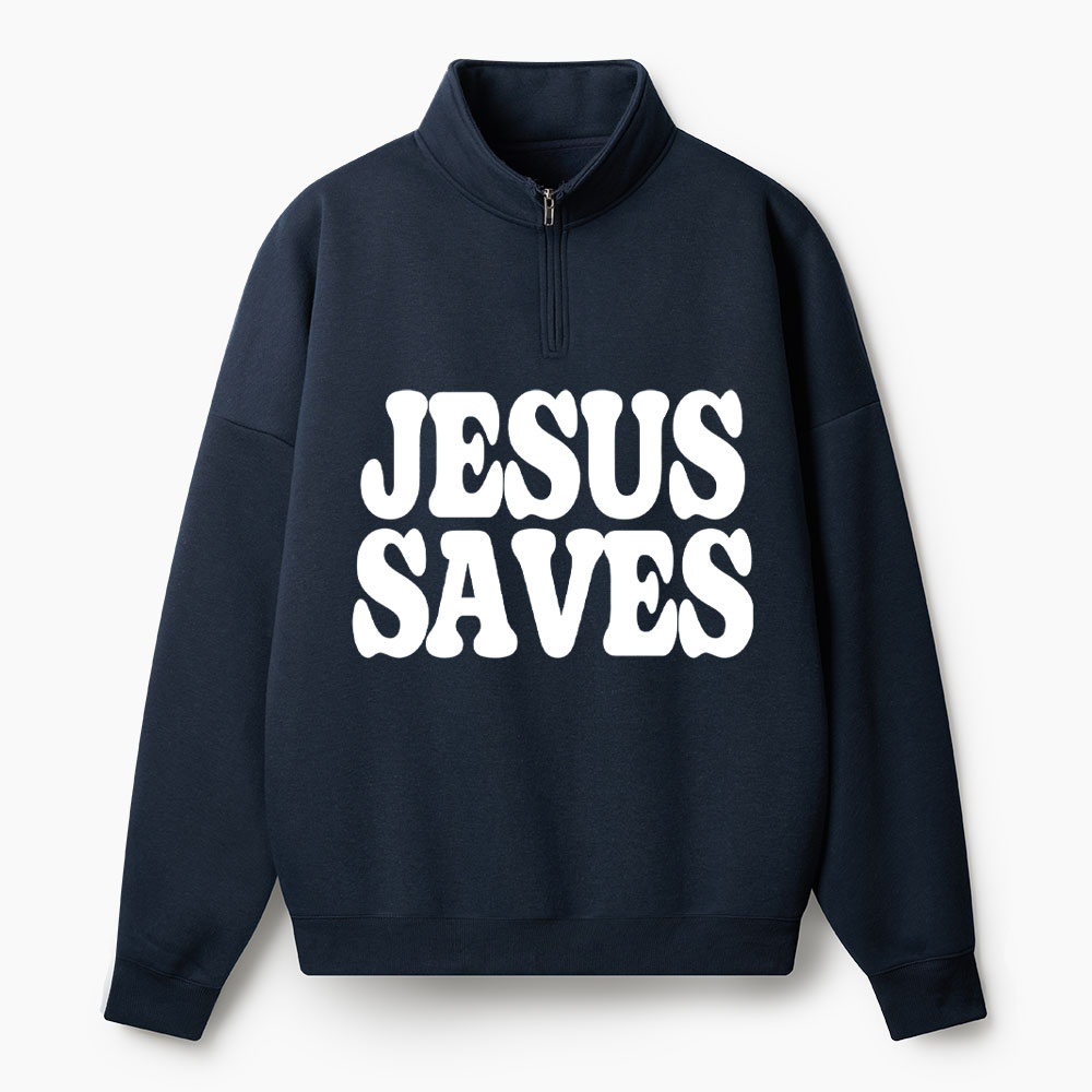 Jesus Saves Christian Half Zip Fleece Sweatshirt 