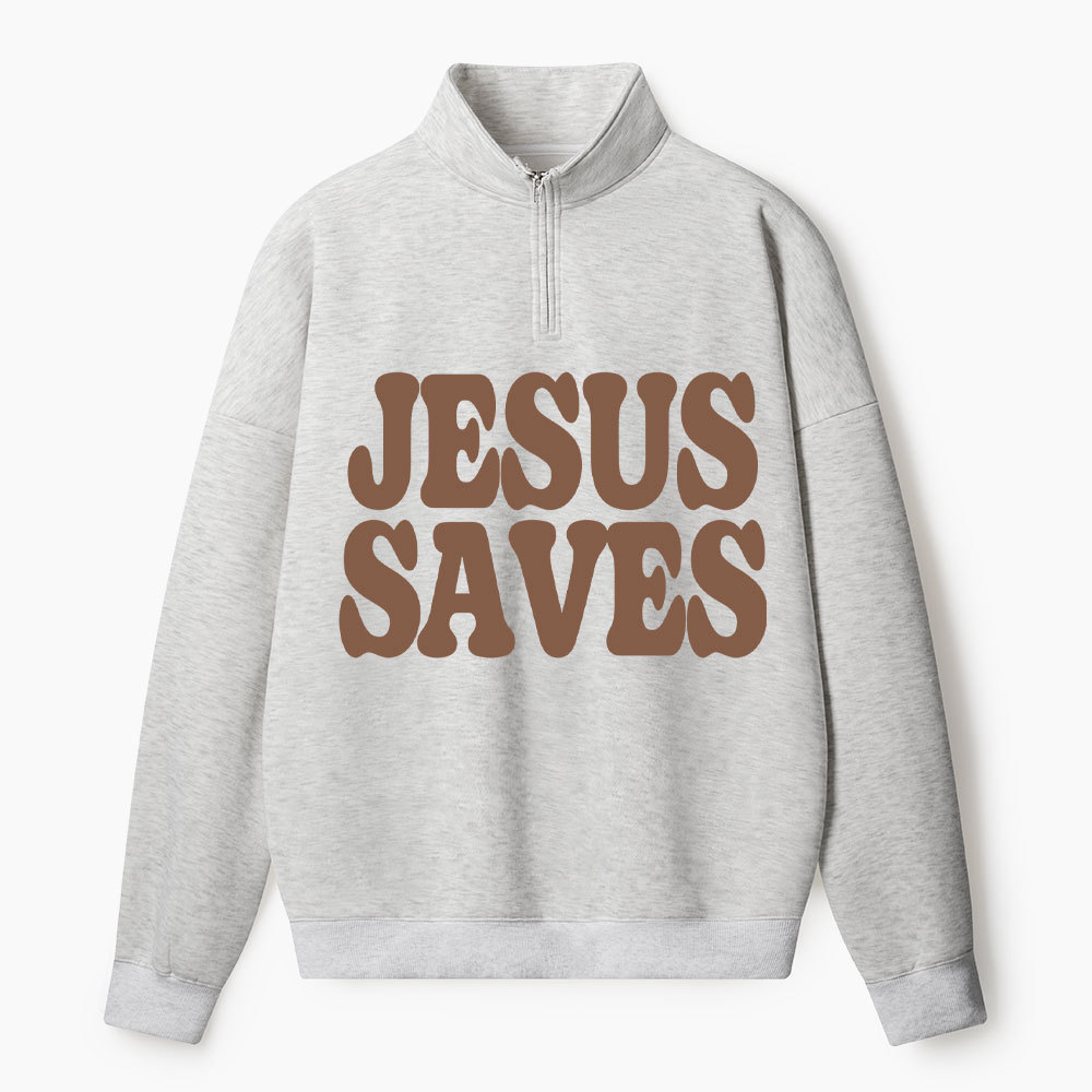 Jesus Saves Christian Half Zip Fleece Sweatshirt 