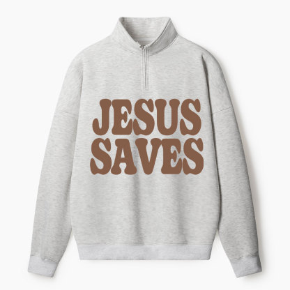 Jesus Saves Christian Half Zip Fleece Sweatshirt 