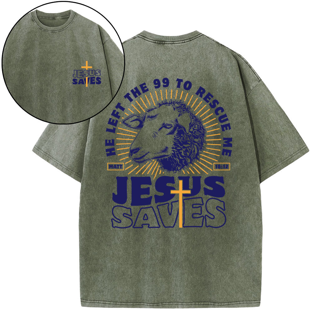 Jesus Saves Christian Lamb Washed T-Shirt