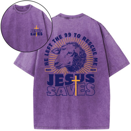 Jesus Saves Christian Lamb Washed T-Shirt