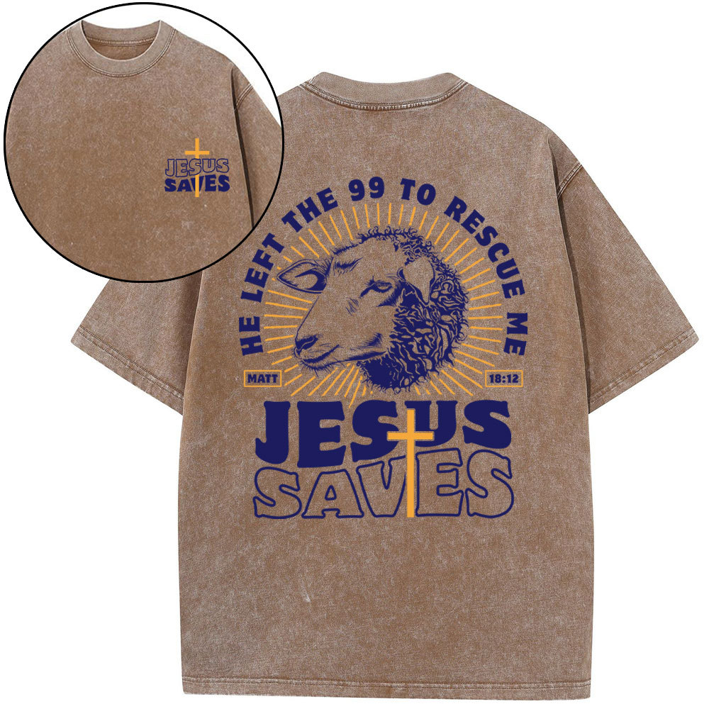 Jesus Saves Christian Lamb Washed T-Shirt
