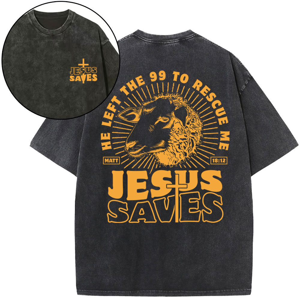 Jesus Saves Christian Lamb Washed T-Shirt