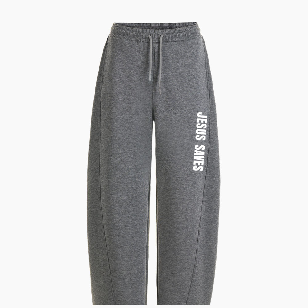 Jesus Saves Christian Minimalist Knit Barrel Sweatpants