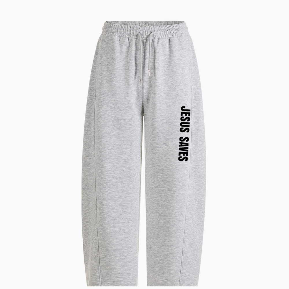 Jesus Saves Christian Minimalist Knit Barrel Sweatpants