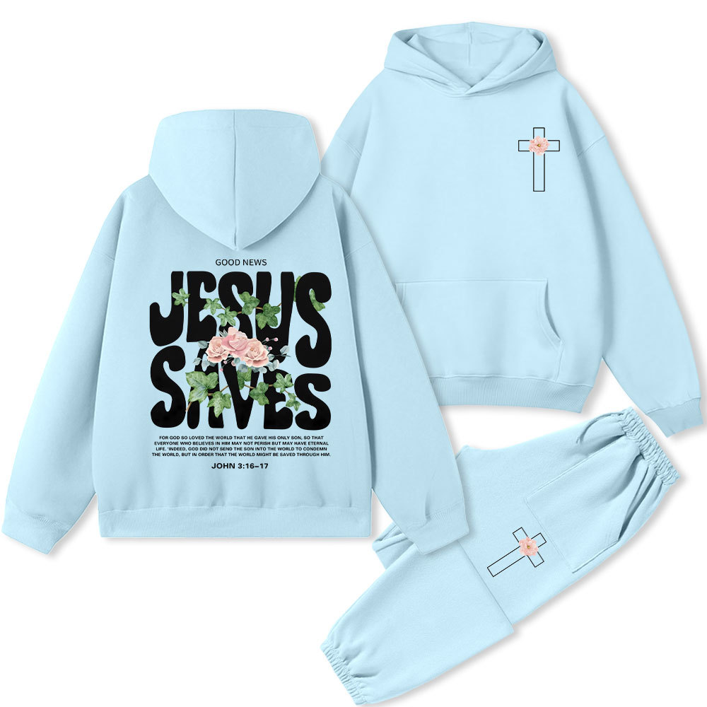 Jesus Saves Christian Premium Fleece Hoodie Set