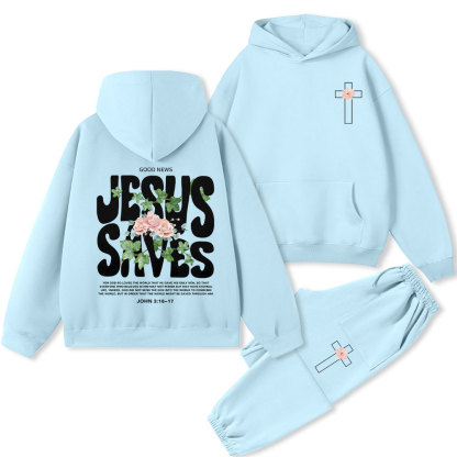 Jesus Saves Christian Premium Fleece Hoodie Set