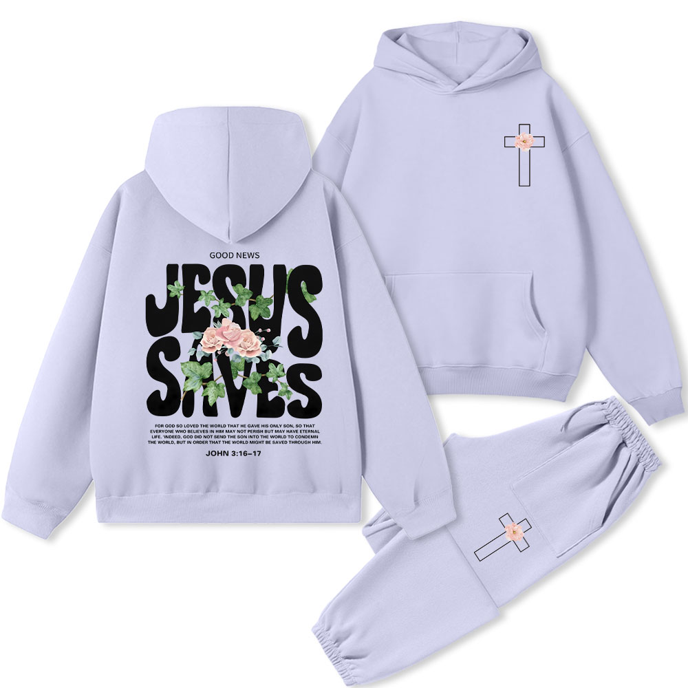 Jesus Saves Christian Premium Fleece Hoodie Set