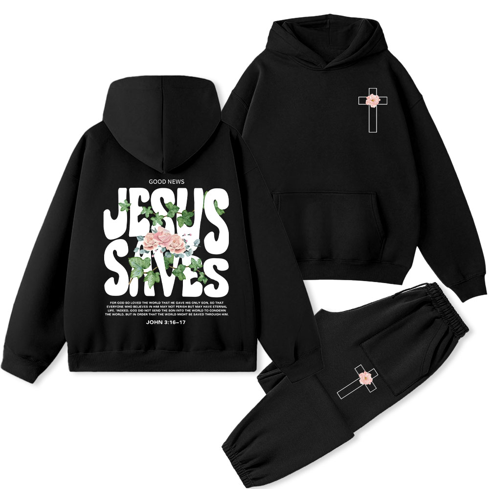 Jesus Saves Christian Premium Fleece Hoodie Set