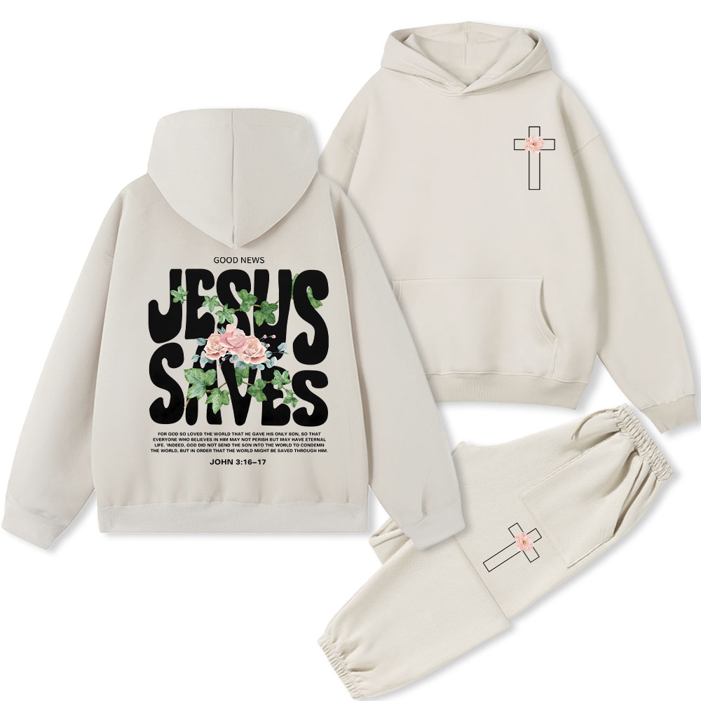 Jesus Saves Christian Premium Fleece Hoodie Set