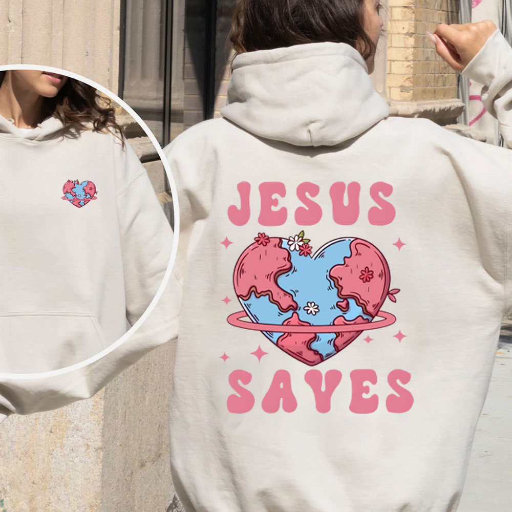 Jesus Saves Christian Washed Fleece Hoodie Set