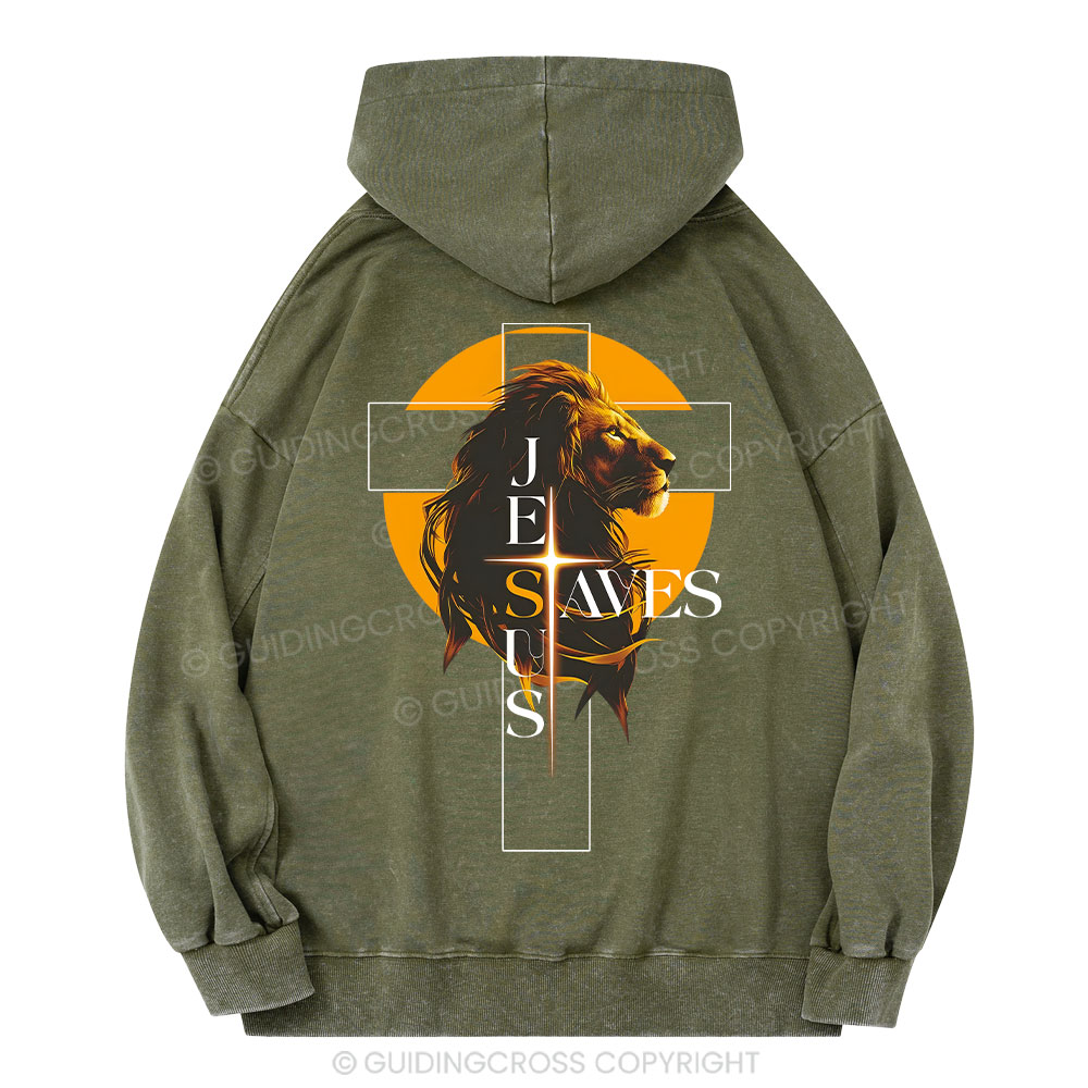 Jesus Saves Christian Washed Hoodie 