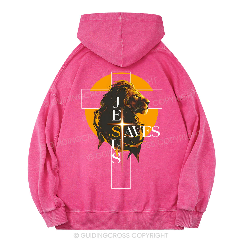 Jesus Saves Christian Washed Hoodie 
