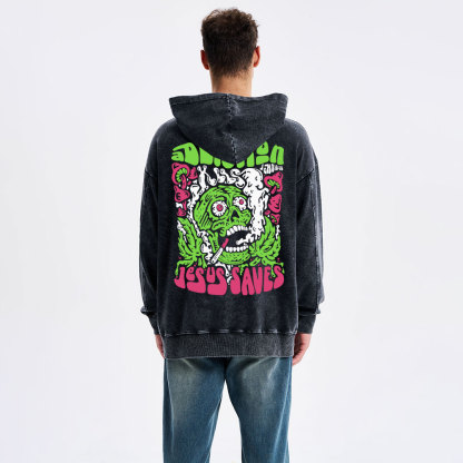 Jesus Saves Christian Washed Hoodie