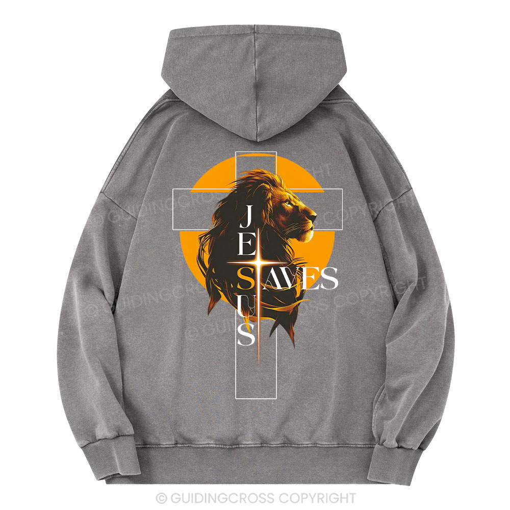 Jesus Saves Christian Washed Hoodie 