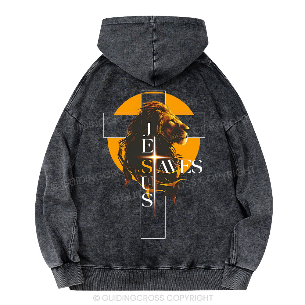 Jesus Saves Christian Washed Hoodie 