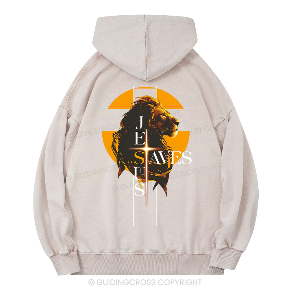Jesus Saves Christian Washed Hoodie 
