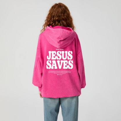 Jesus Saves Christian Washed Hoodie