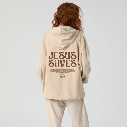 Jesus Saves Christian Washed Hoodie