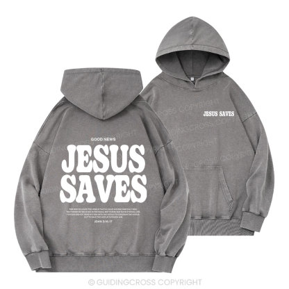Jesus Saves Christian Washed Hoodie