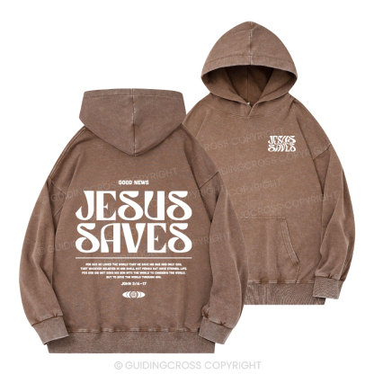 Jesus Saves Christian Washed Hoodie